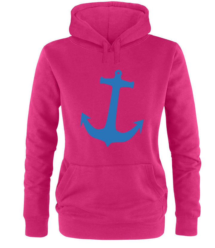 Luckja Anker Damen Hoodie S Fuchsia/Blau, S Fuchsia/Blau