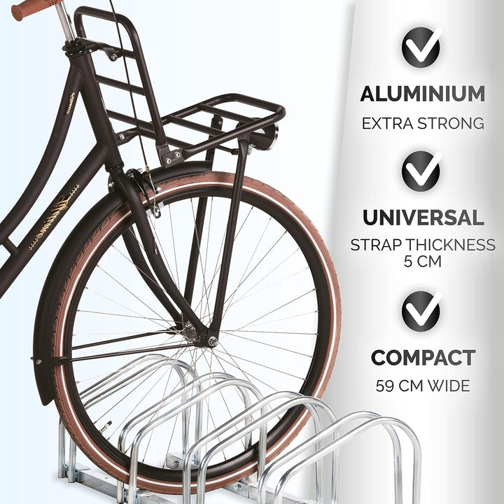 Dunlop Sport - Metall Fahrradständer für 4 Räder - Fahrradhalter Bodenständer Wand und Bodenmontag -