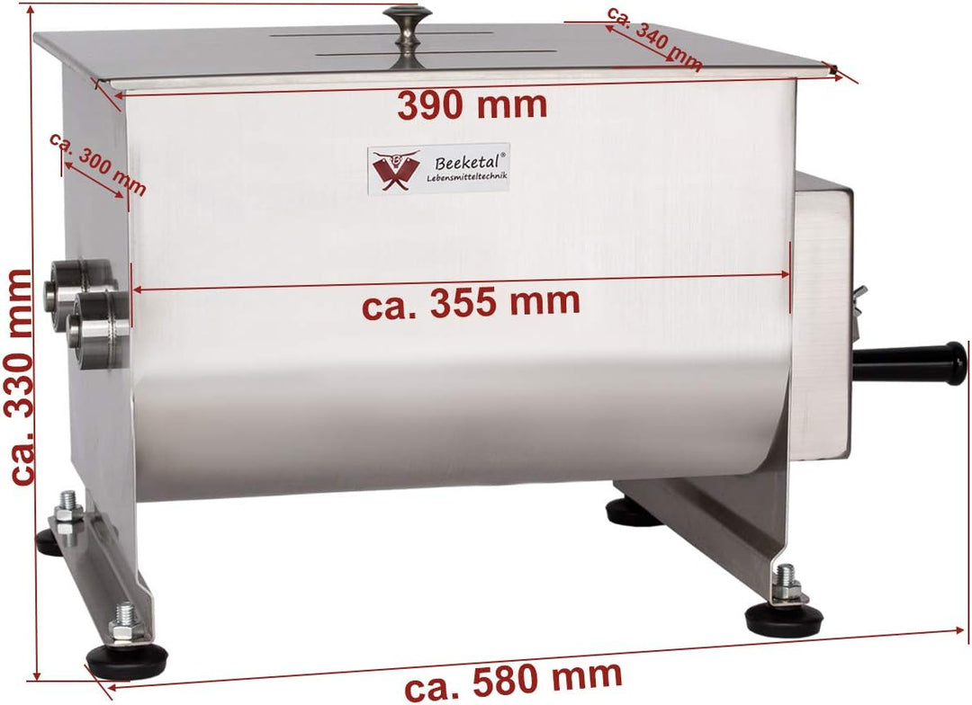 Beeketal 'FMD20' Gastro Marinator Vermenger aus Edelstahl mit ca. 20 Liter Volumen, 2 Butterfly-Misc