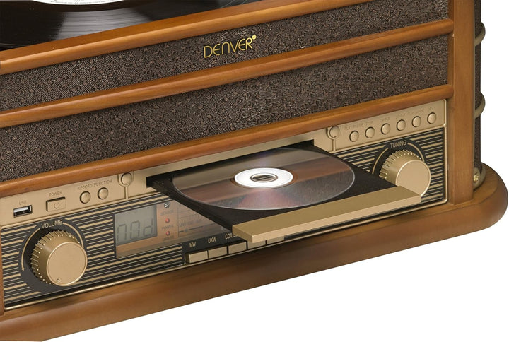 Denver MCR-50 Retro Musik-Center mit Plattenspieler braun