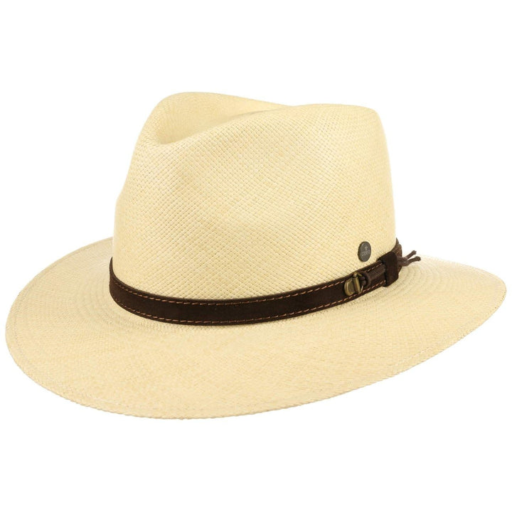 LIERYS The Striking Traveller Panamahut Herren Handmade in Ecuador Strohhut mit Ledergarnitur L natu