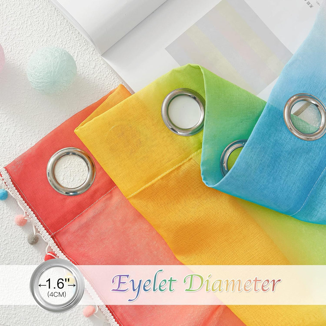 NICETOWN Kinderzimmer Gardinen Transparent Ösenschal 2er Set H 220 x B 140 cm Leinenoptik Vorhänge m