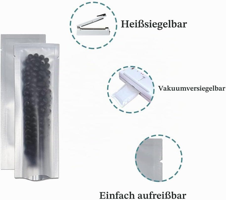 Mylar Folie Vakuumbeutel Front Clear Heat Seal Taschen Reine Aluminiumfolie Lebensmittelverpackungsb