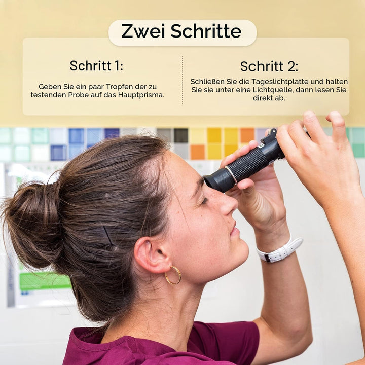 Refraktometer Honig, Honigtester mit dreifacher Skala (Wassergehalt: 12-27%, Brix: 58-92%, Be&