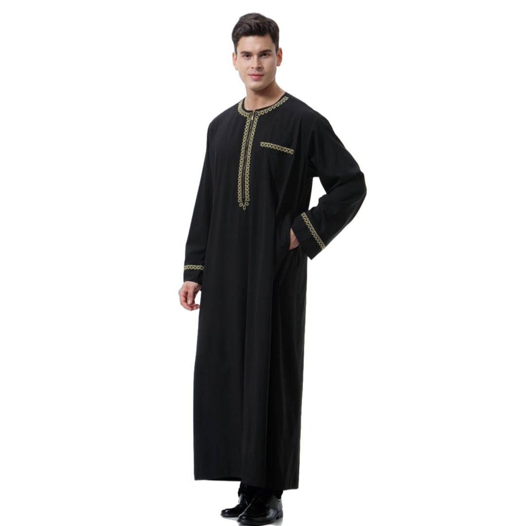 Kaftan Herren Lang Gebetskleidung für Männer Islamische Kleidung Herren Muslim Kleid Langarm Arabisc