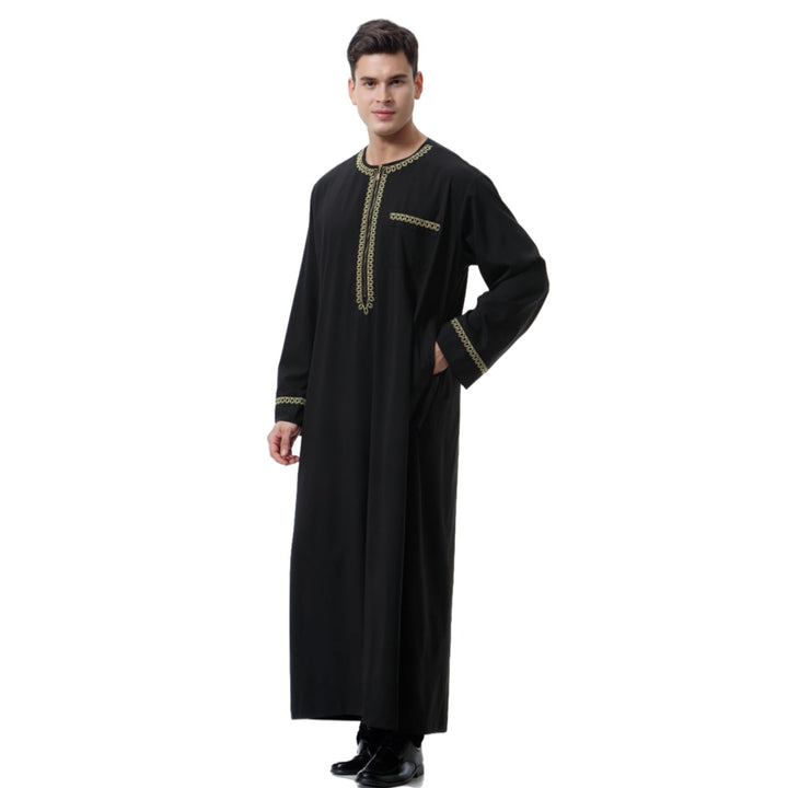 Kaftan Herren Lang Gebetskleidung für Männer Islamische Kleidung Herren Muslim Kleid Langarm Arabisc