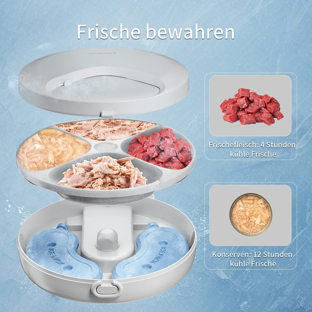 Nassfutterautomat, batteriebetriebener automatischer Katzenfutterautomat, 8oz*4 Mahlzeiten mit zeitg