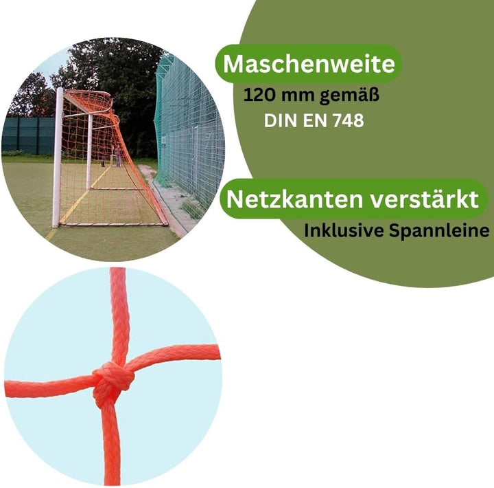 Fussball Tornetz Fussballtornetz 7,50 m x 2,50 m Tiefe Oben 0,80 unten 1,50 m Fussballnetz einfarbig