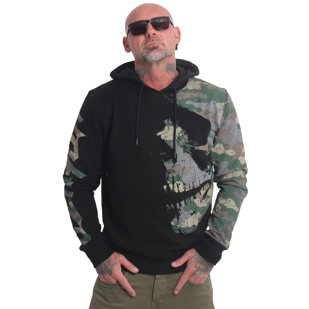 Yakuza Herren Rising Skull Hoodie Kapuzenpullover S Schwarz, S Schwarz