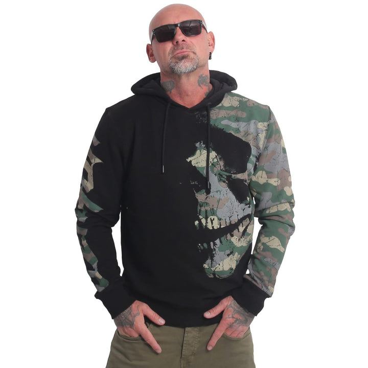 Yakuza Herren Rising Skull Hoodie Kapuzenpullover S Schwarz, S Schwarz