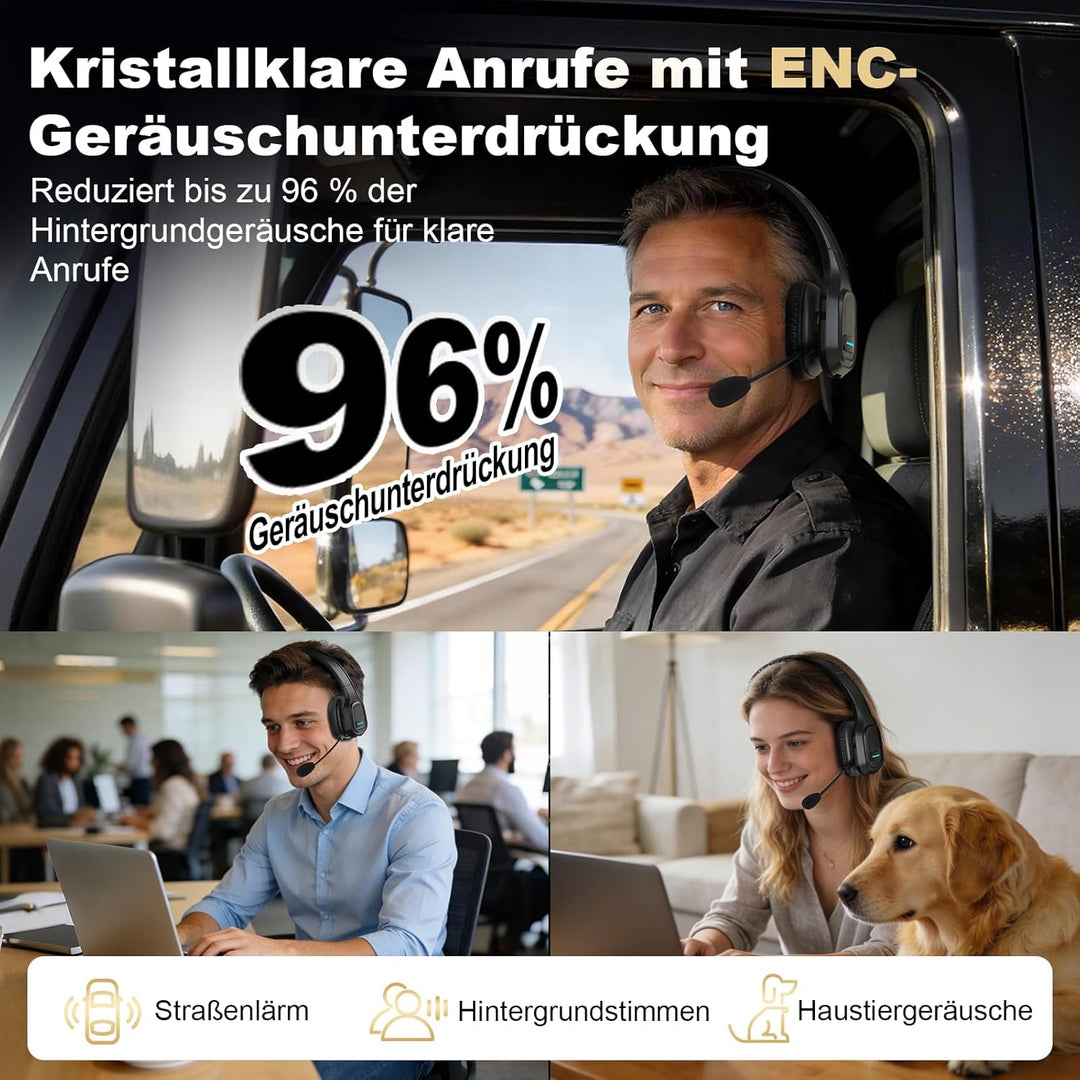 ShinePick Bluetooth Headset für LKW-Fahrer, Kabelloser EIN-Ohr-Kopfhörer mit Rauschunterdrückendem M