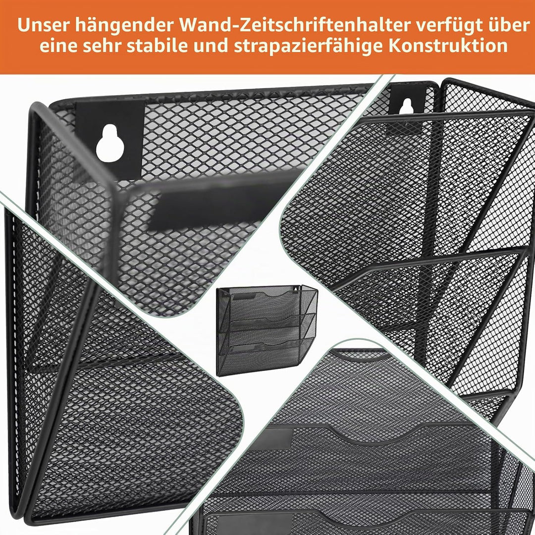 Hängeorganizer Wandablagefächer 3 Stöckiger Wandmontage Schreibtisch Organizer, A4 Zeitschriftenhalt