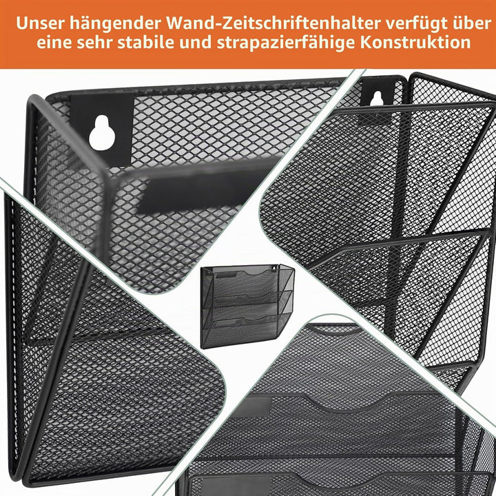 Hängeorganizer Wandablagefächer 3 Stöckiger Wandmontage Schreibtisch Organizer, A4 Zeitschriftenhalt
