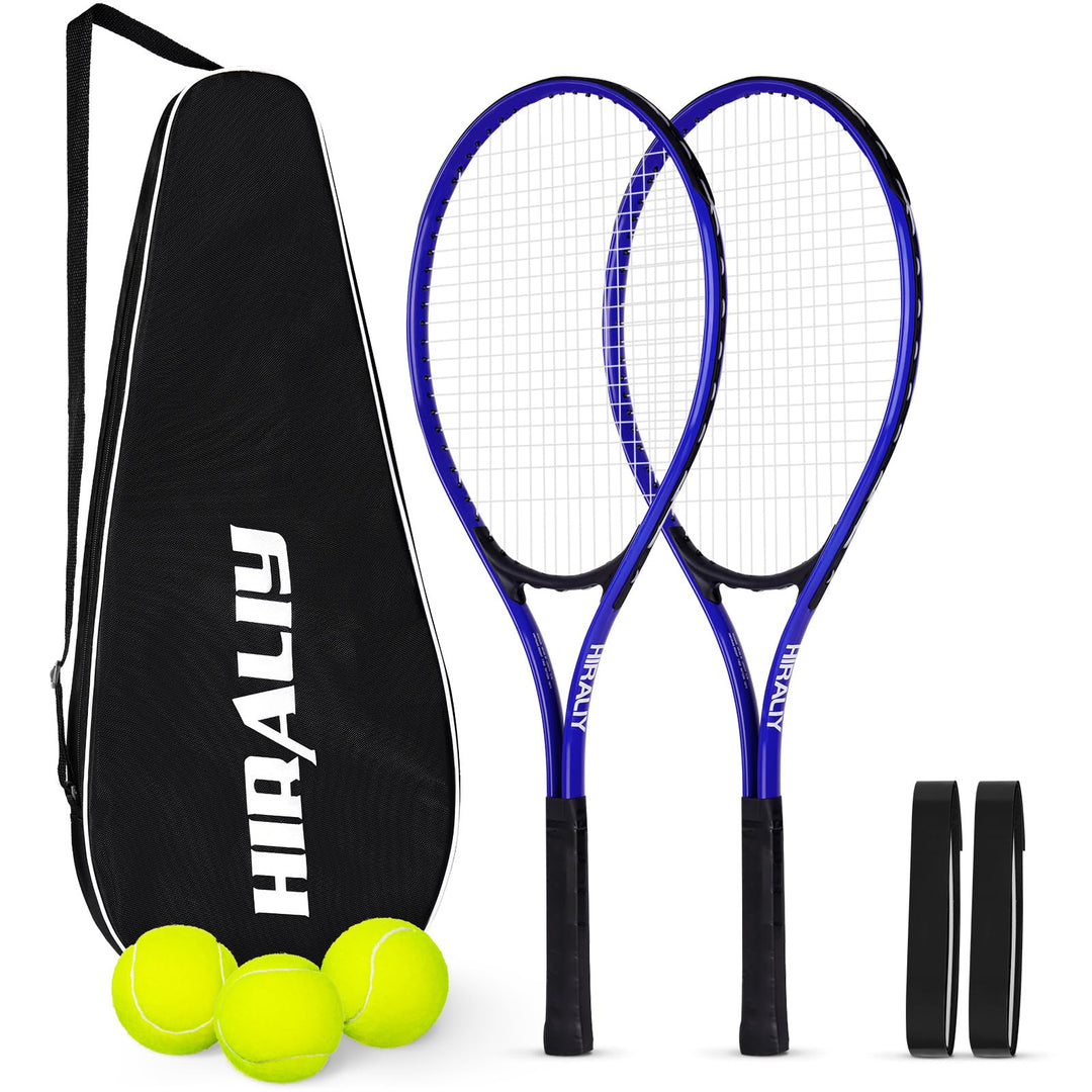 HIRALIY Tennisschläger-Set für Erwachsene, 68,6 cm, vorbespannte Tennisschläger für 2 Spieler, 2 Ove