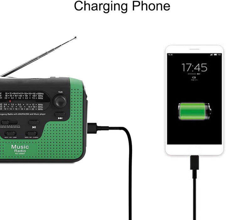 Notfall Solar Handkurbel Radio, RD-388 FM/AM/SW Solar Handkurbel Radio, mit LED Taschenlampe, Unters