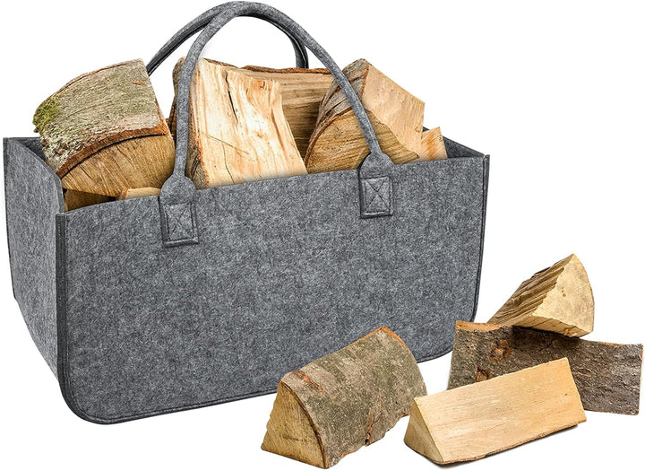 Froadp 4 Stück Filz Kaminholztasche Filztaschen Tragfähigkeit bis 30KG Tragbarer Feuerholzkorb aus V