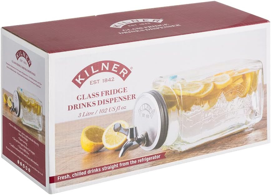 Kilner 25.001 3-Liter-Kühlschrankspender, 32,7 x 14 x 18 cm Kühlschrank 3 Liter, Kühlschrank 3 Liter