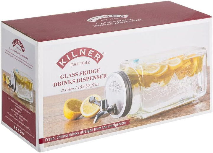 Kilner 25.001 3-Liter-Kühlschrankspender, 32,7 x 14 x 18 cm Kühlschrank 3 Liter, Kühlschrank 3 Liter