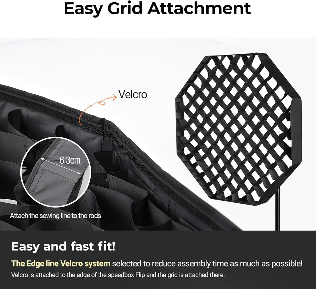 Professionelle SMDV Speedbox-Flip28G Softbox 70 cm - Schnell aufzubauen, Gleichmässiges Licht, Trage