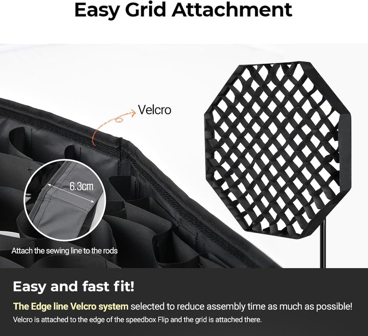 Professionelle SMDV Speedbox-Flip28G Softbox 70 cm - Schnell aufzubauen, Gleichmässiges Licht, Trage