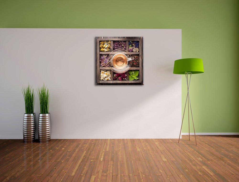 Pixxprint getrocknete Blumen in rustikalem Setzkästchen, Format: 70x70 auf Leinwand, 70x70