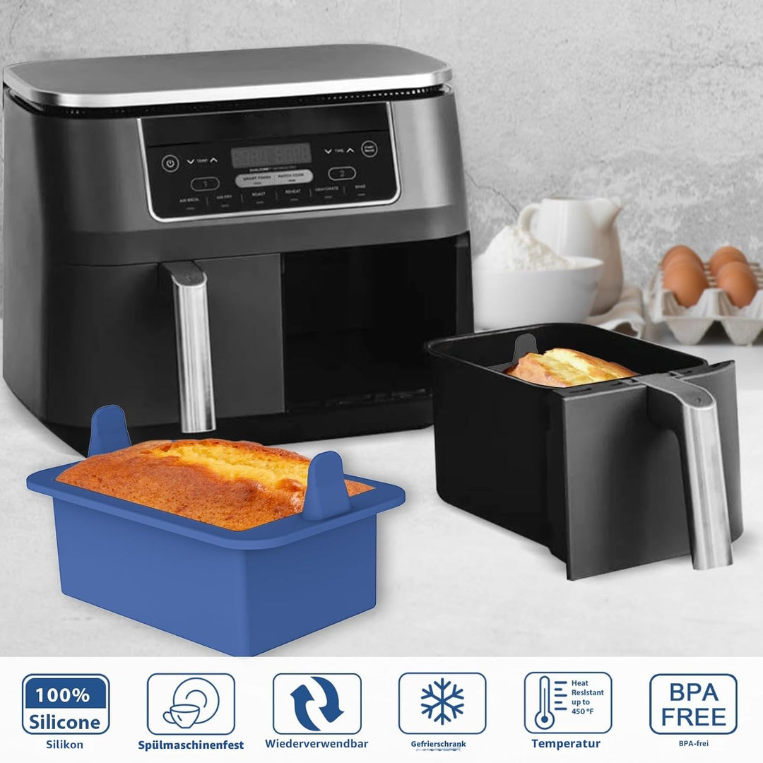 Webake Brotbackform Klein Silikonform für Heissluftfritteuse 2 Stück Air Fryer Silikon Kastenform Ai