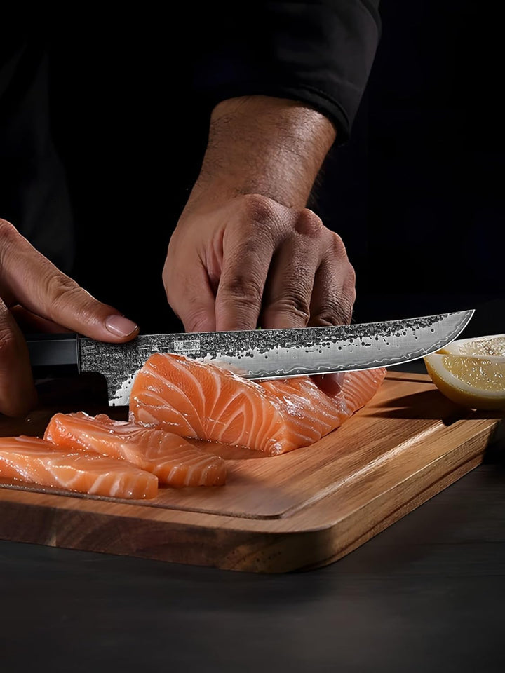 HOSHANHO Filetiermesser 18cm, Superscharfes Japanisches Ausbeinmesser aus Kohlenstoffstahl, Professi