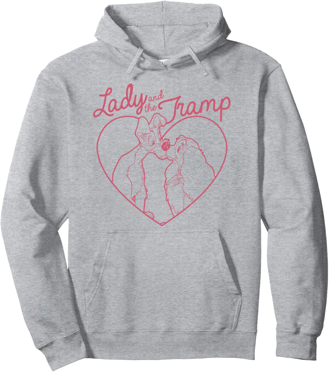 Disney Lady And The Tramp Heart Outline Portrait Pullover Hoodie