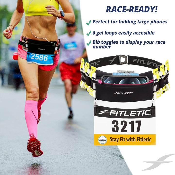 Fitletic Laufgürtel, Neopren, passend für iPhone 5, 4S, 4, 3GS und weitere Smartphones, Schwarz Schw