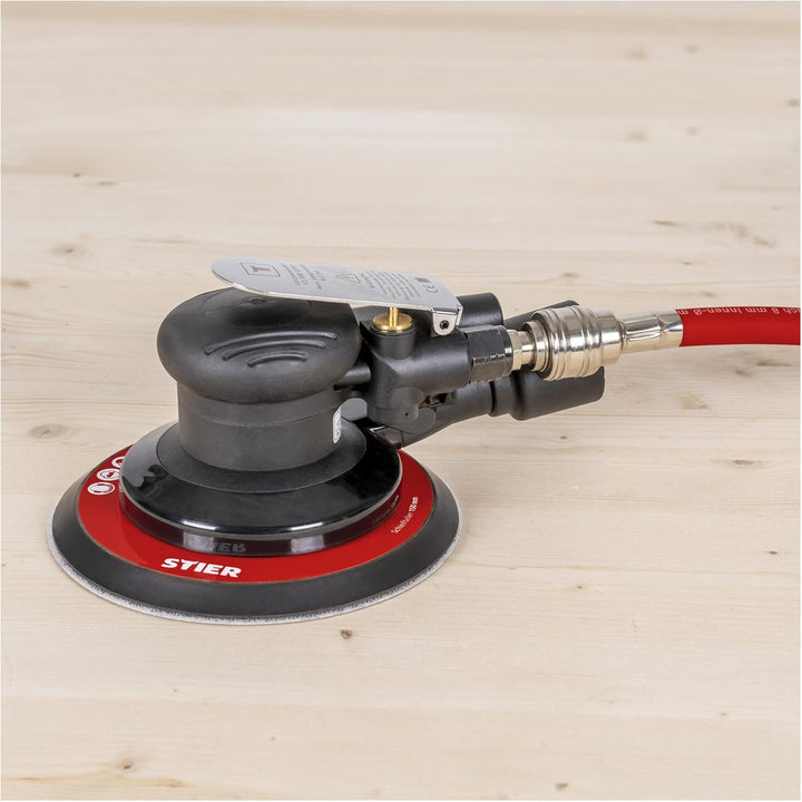 STIER Exzenterschleifer, EXS-120, Länge 187 mm, Schleifteller 150 mm, geeignet für Nass- und Trocken
