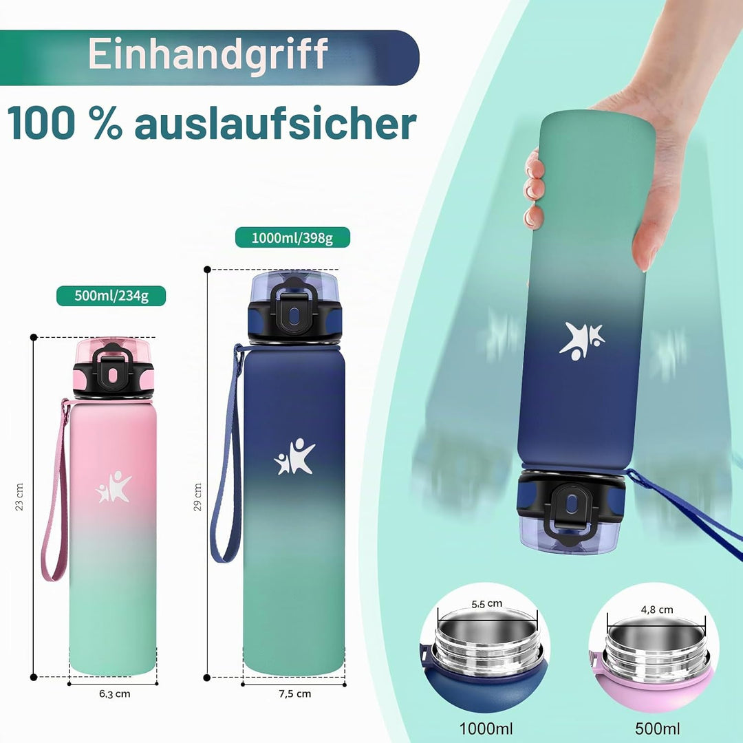 KollyKolla Trinkflasche Edelstahl, Thermosflasche 1L, BPA-Frei Isolierflasche, Auslaufsicher Thermos