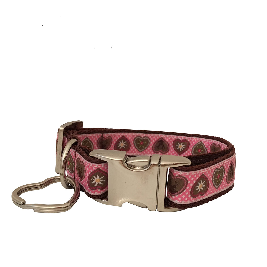 Jimmy und Katz Hundehalsband Alpenliebe Pink 26-40cm x 2cm Rosa, Rosa