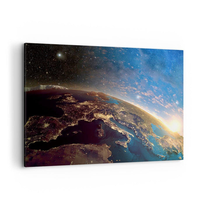 ARTTOR Bilder auf Leinwand 100x70cm Leinwandbild mit Rahmen Kosmos Erde Gross Wanddeko Bild Schlafzi