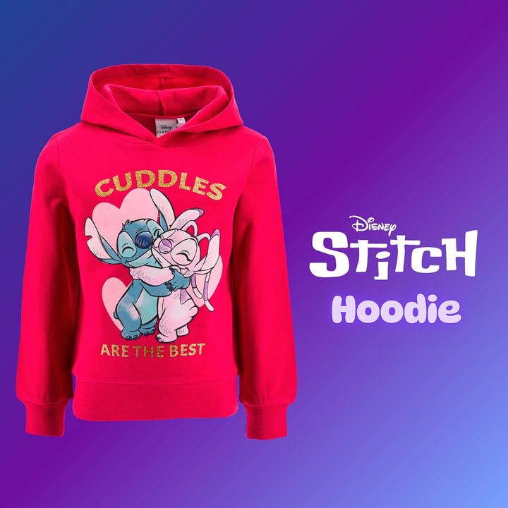 Disney Stitch Mädchen Kapuzenpullover, Design 'Cuddles' Sweatshirt, Pullover für Mädchen, Grössen 3