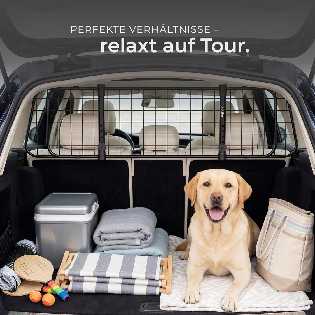 tectake® Hundegitter Auto, universal Hundeschutzgitter mit Variabler Breite, mobiler Kofferraumschut