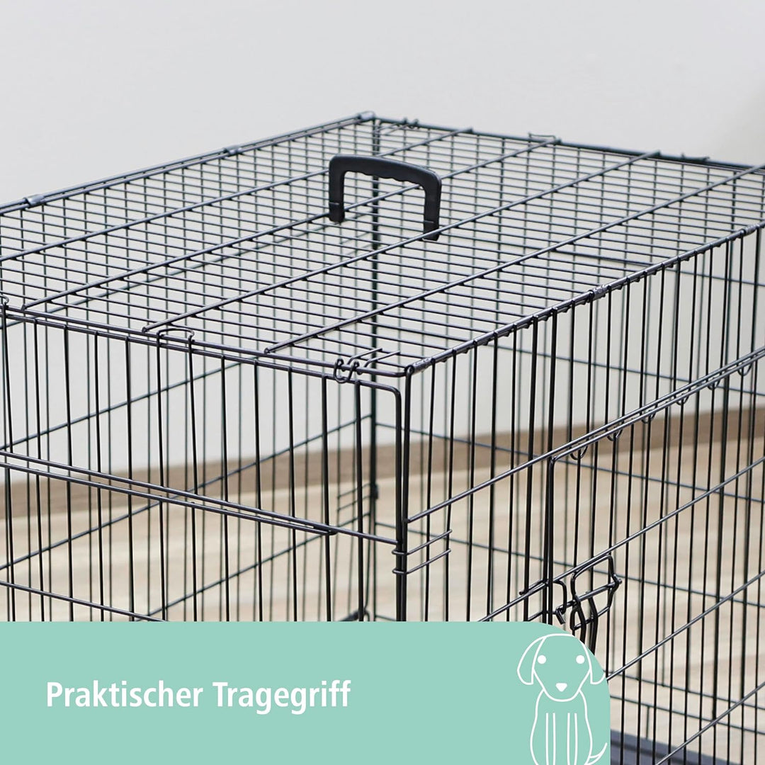 Kerbl 81366 Gittertransportbox, klappbar, 92 x 63 x 74 cm, 2 Türen, schwarz, 92 x 63 x 74 cm