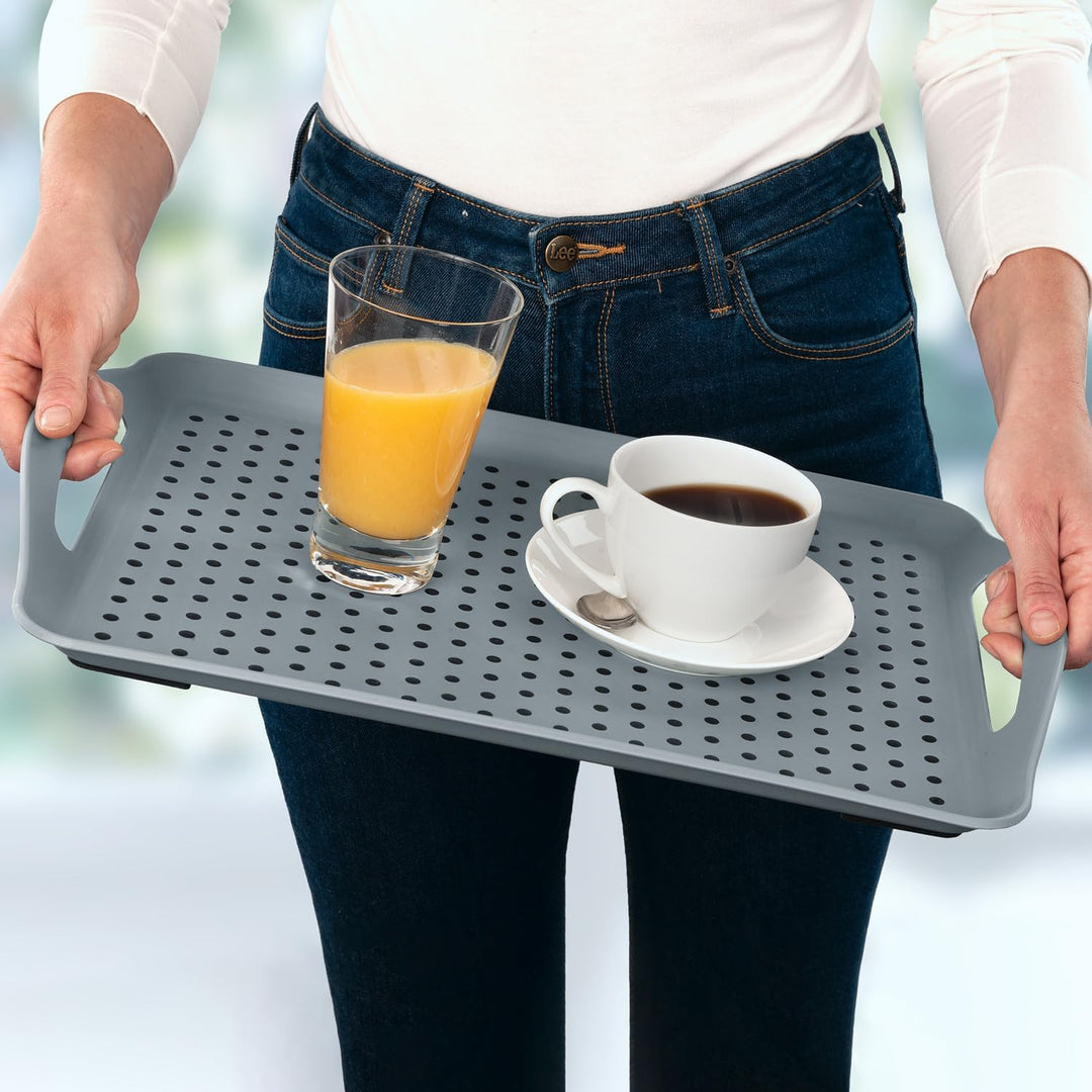 3 PAGEN® 2X Anti-Rutsch Tablett XL mit Griff, rutschfest Serviertablett Gross 2er-Set, Antirutsch Ta