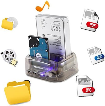 Tccmebius Festplatten Dockingstation, TCC-S865-DE USB 3.0 an SATA IDE Dual Slots Externe Festplatten