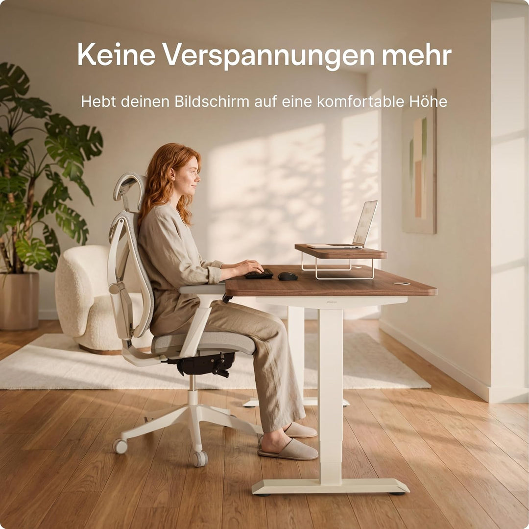 Desktronic Monitorstaender – Ergonomische Monitorerhoehung, 114 x 28 x 12,8 cm, 30 kg, 1-2 Monitore,