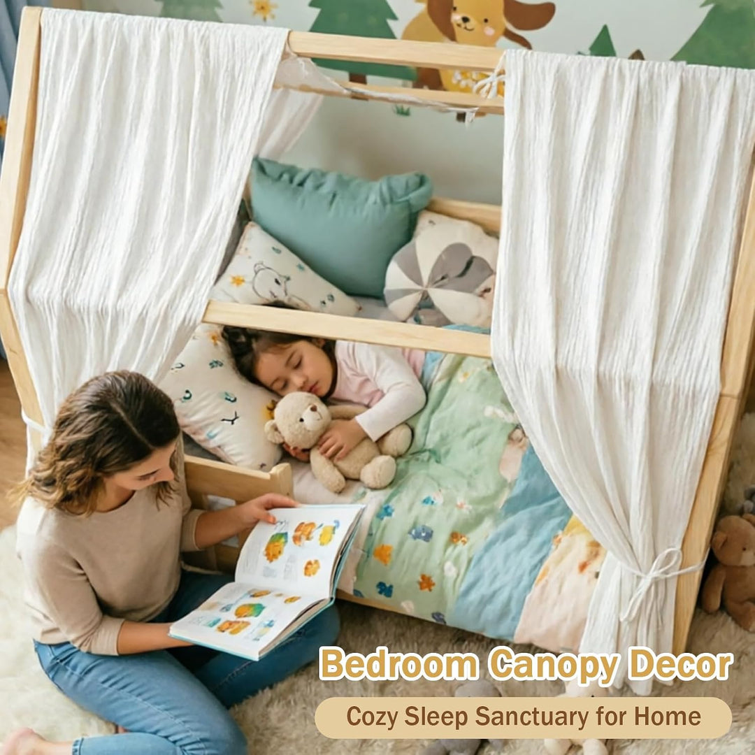 Baldachin aus 100% Baumwolle für Kinderzimmer Betthimmel für Hausbett & Kinderbett Himmelbett Vorhän