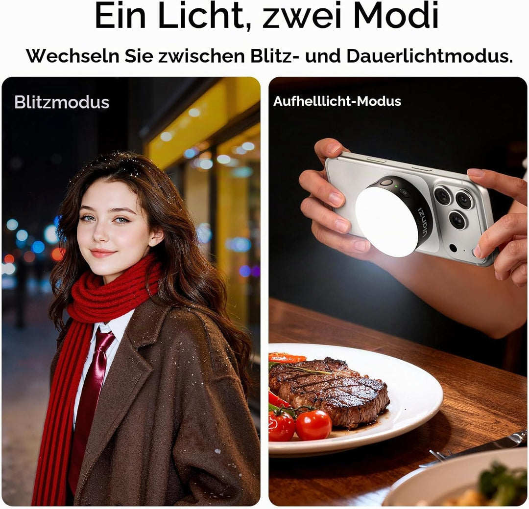 ULANZI MFL01 2-in-1 Magnetischer Handyblitz & Selfie-Licht für iPhone und Android mit Bluetooth-/Tas