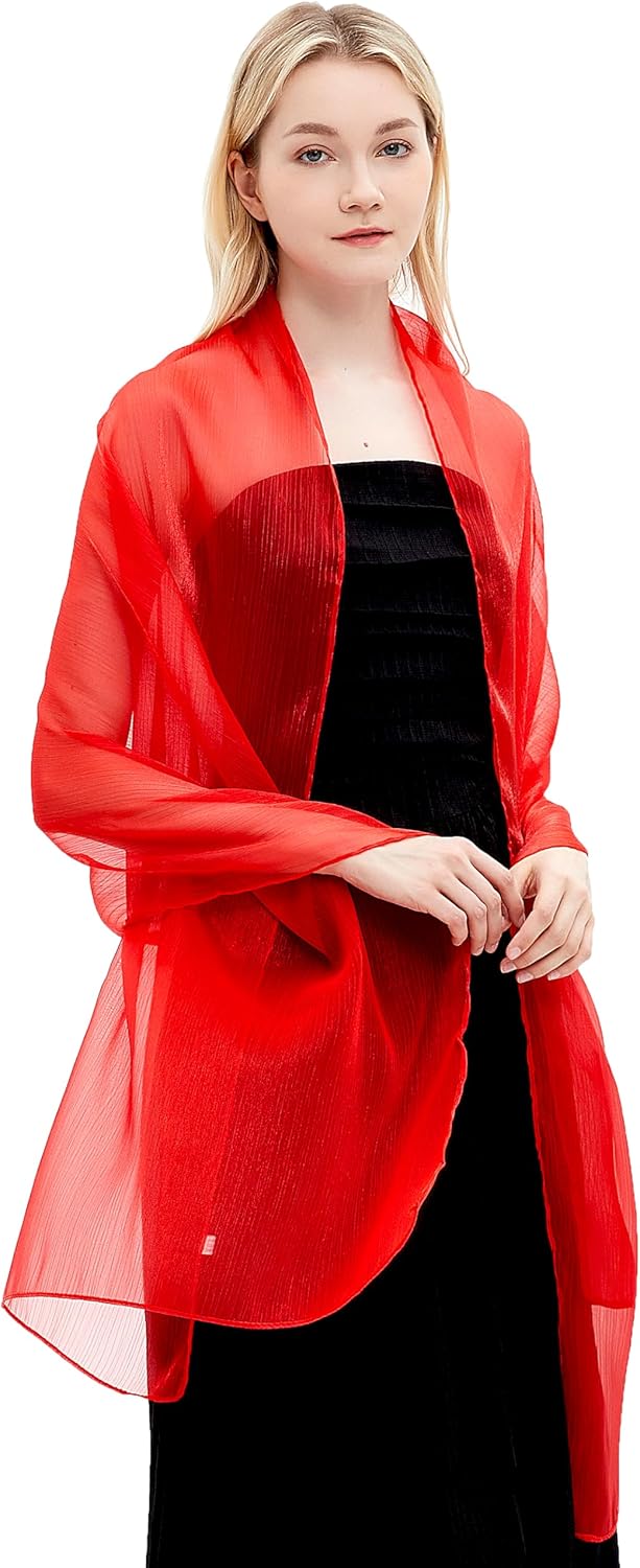 Gragengs Damen Schals und Wraps für Abendkleider Leichte Sheer Crepe Tücher Shimmer Hochzeit Party S