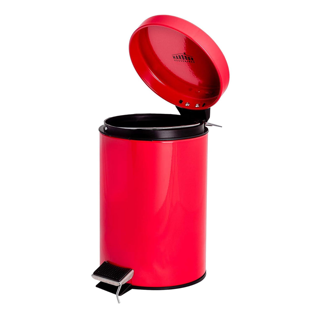 Harbour Housewares Runde Badezimmerpedalbehälter - 3L - Rot, rot