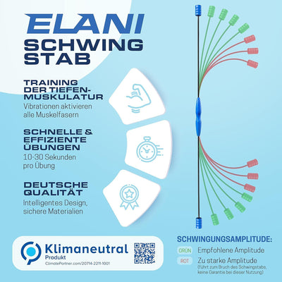 ELANI klimaneutraler Schwingstab - angenehmer Griff & Verstellbarer Widerstand - hochbelastbarer Swi