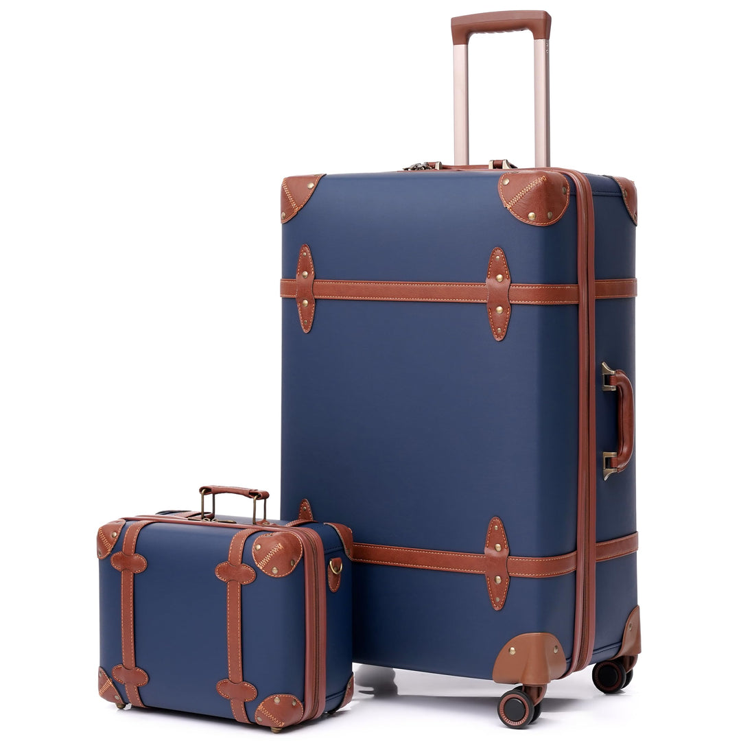 Urecity Vintage Reisekoffer Set 2 Teilig Leicht Retro Lederkoffer Hartschale Trolley Handgepäck Sets