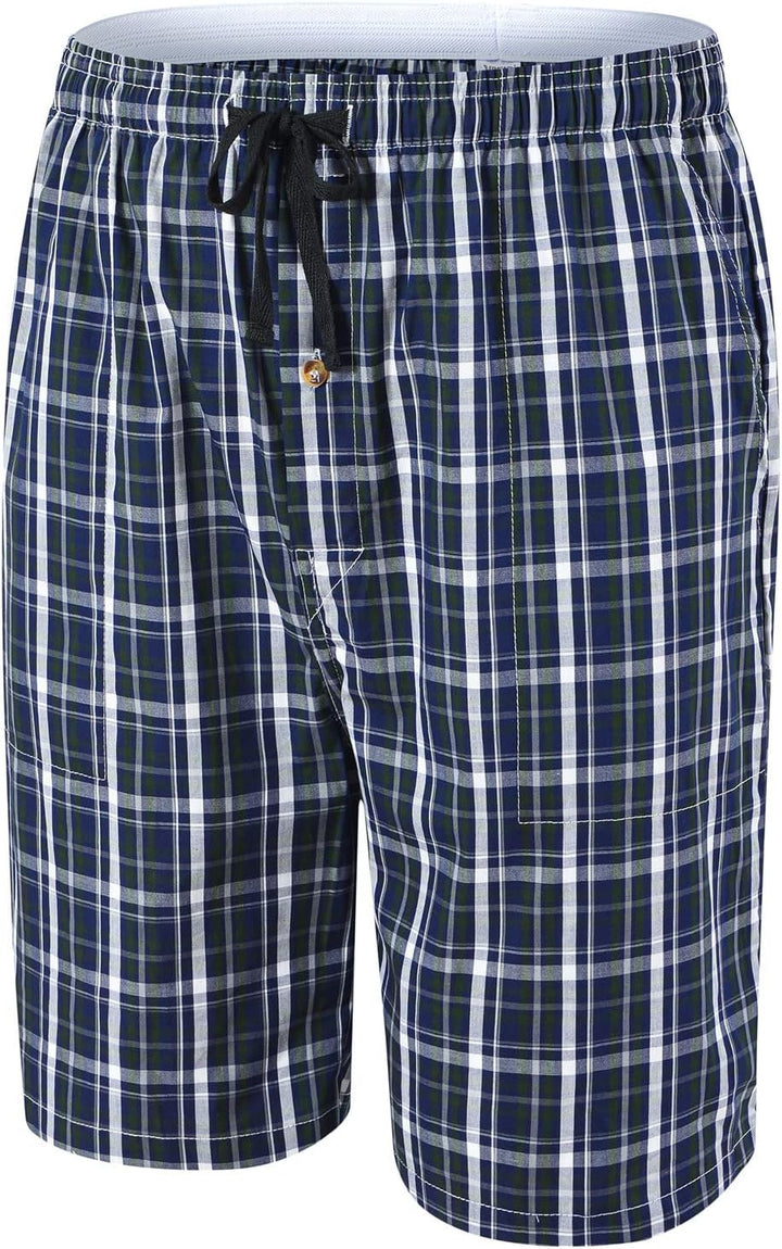 Herren 3er Pack Schlafanzughose Kurz Baumwolle Kariert Pyjamahose Shorty Sommer Nachtwäsche Schlafsh