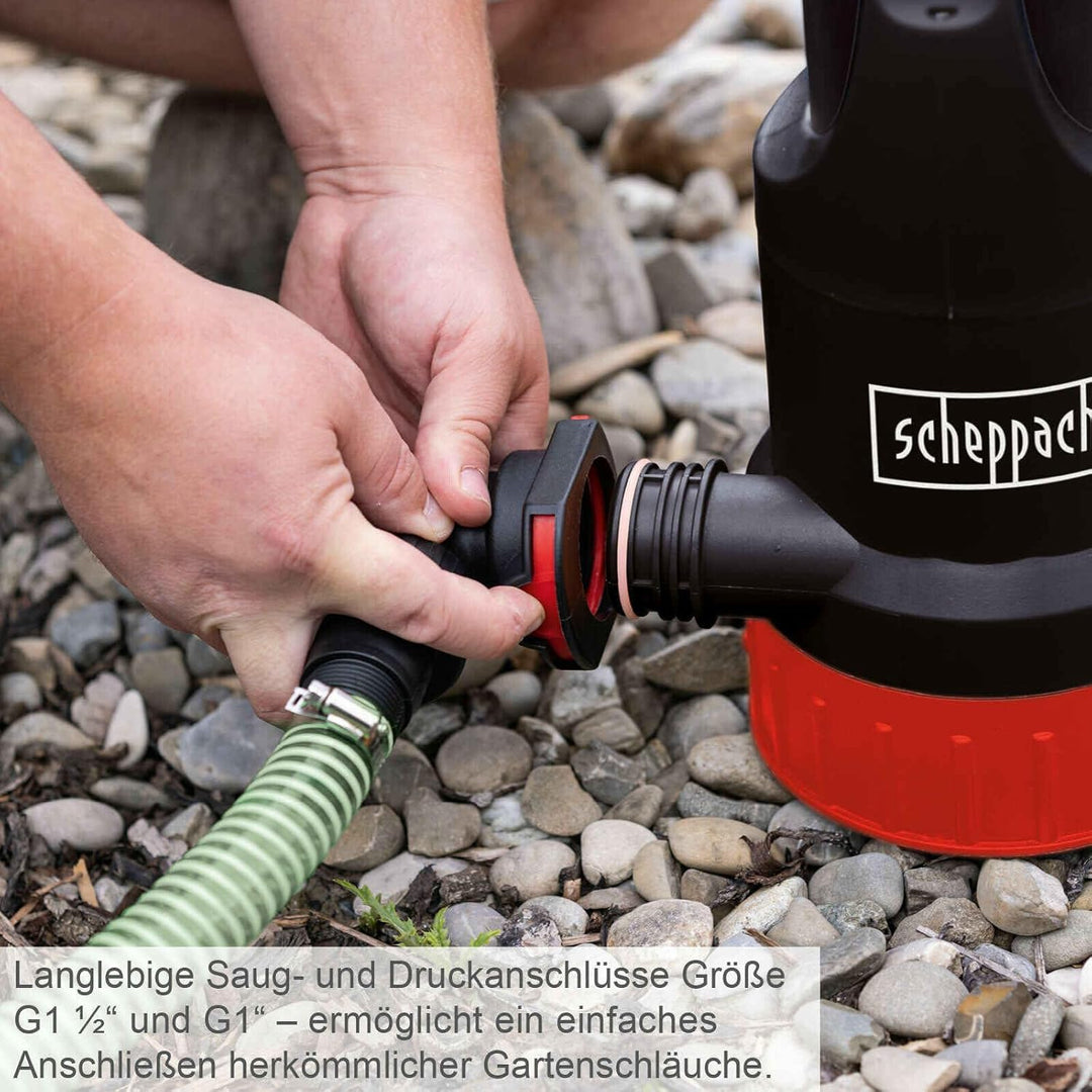 Scheppach Kombitauchpumpe SWP750 | 750W Leistung | 20000 l/h Fördermenge | 8,5m Förderhöhe | 1¼“-Ans
