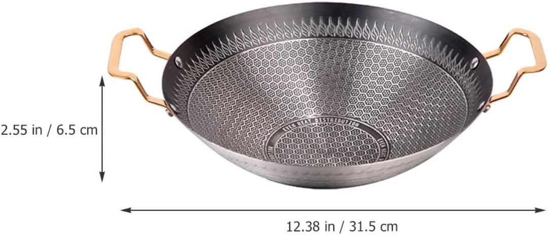 SEWACC Kleine Edelstahl Wok Pfanne 24cm mit Hitzeschutzgriffen und Wabenstruktur für Elektro und Gas