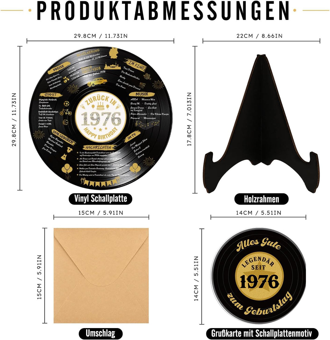 WenmthG Back in 1976 Schallplatten Deko – Vinyl Geburtstag Deko für Männer & Frauen, Geburtstagsgäst