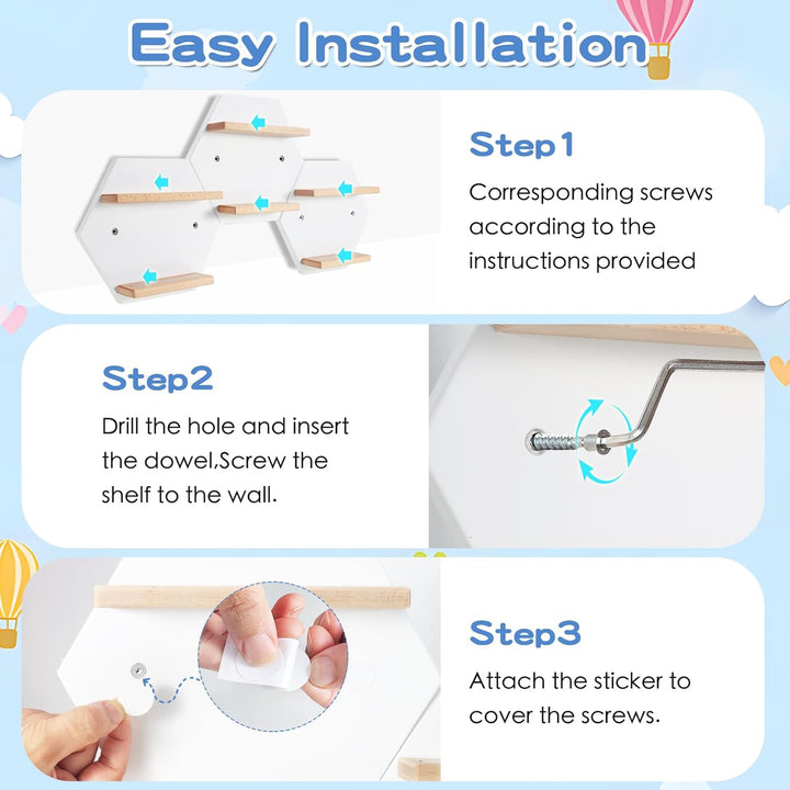 5 Sets Tonie Shelf Magnetic,Hexagon Shape for Toniebox Figures Storage Display Shelf,Wall Floating S